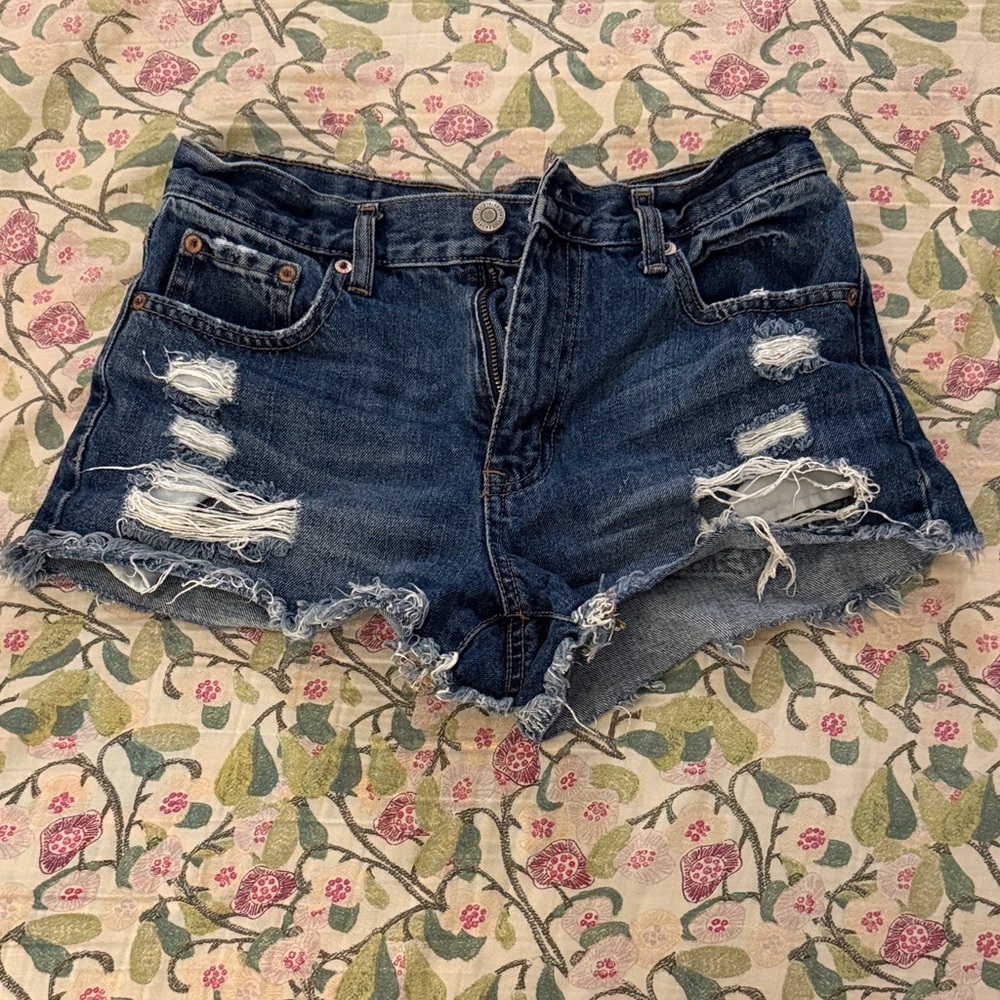 Aeropostale Dark Blue Distressed Jean Shorts